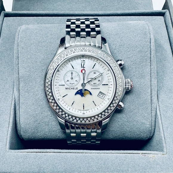 RARE MICHELE MOON PHASE JETWAY WATCH - Picture 2 of 10